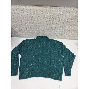 Garland Knit Sweater Teal Green Mock Neck Vintage Made In USA Womens See pics L?